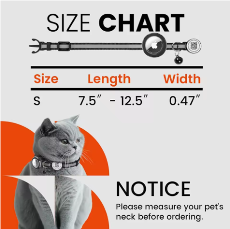 Smart Safety Collar for Cats with QR ID Tag & Tracker Holder
