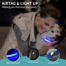 Smart LED Dog Collar with AirTag Holder – Waterproof, Reflective & Adventure-Ready
