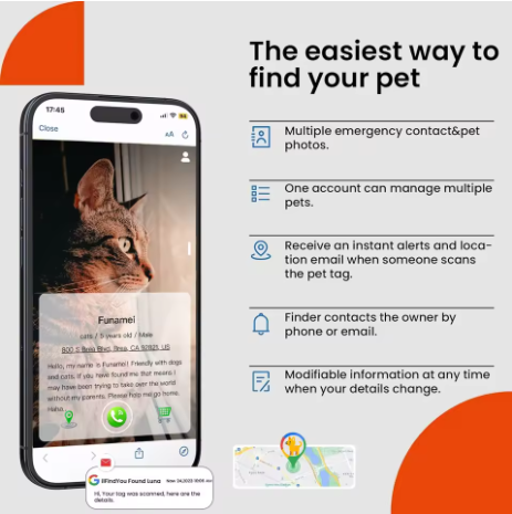 Smart Safety Collar for Cats with QR ID Tag & Tracker Holder